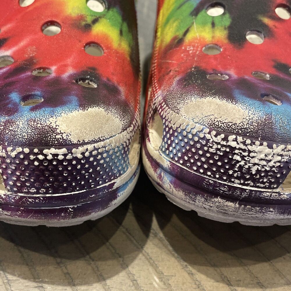 Crocs Classic Baya Tie Dye Sandals Rainbow  Sz 13 Slip On Shoes 207017 - Picture 7 of 7